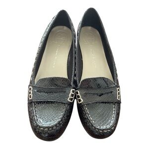 Etienne Aigner Black Leather Loafers Classic Slip-On Flats Size 7.5